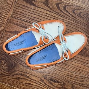 Sperry Custom Top Sider Women's Leather Sand/Orange w/SilverTie Size 7M